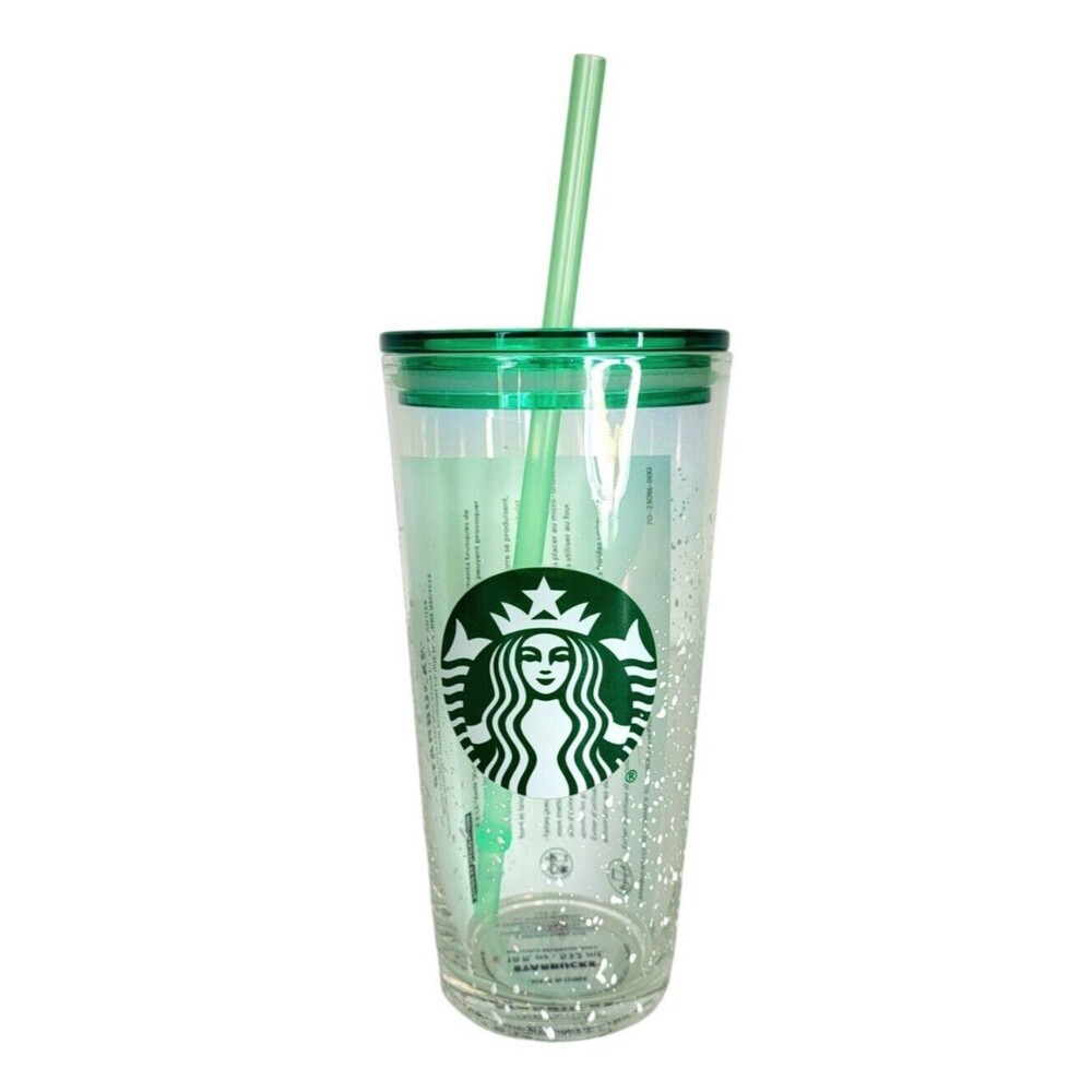 Starbucks Holiday Iridescent Glass Mermaid Snow Flakes Tumbler Cold Cup 18oz NEW